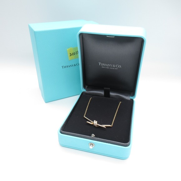 Tiffany Knot Necklace Pink Gold Diamond - Picture 7 of 8